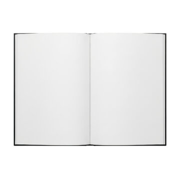 Open blank dual-page journal resting on a flat surface