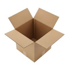A brown cardboard box awaiting contents or delivery in an open position
