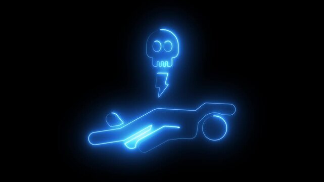 Glowing neon lightning sign, looped fast winking animation. Electric energy, electricity charge, thunderbolt power, voltage. Colorful blink