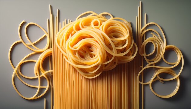 a tangled mass of cooked spaghetti against a neutral background gluten delicious food