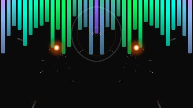 Colorful sound wave graphic display.