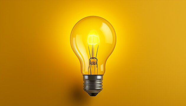bulb light on yellow background concept of big ideas inspiration innovation