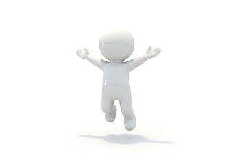 3d person jumping isolated on white background