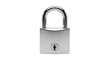 Naklejka premium Isolated Photo-realistic 3D Render of a Shiny Silver Padlock Symbolizing Digital Security, Protection, and Privacy Concepts.