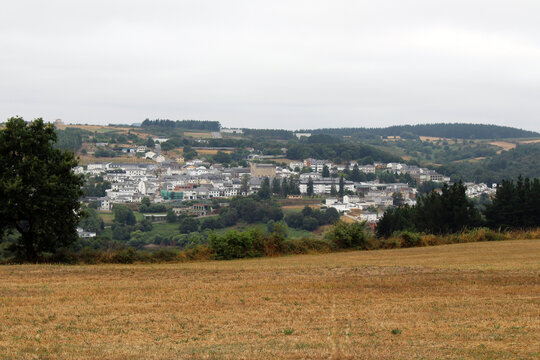 Portomarin Visible from Wheat Fields July 2024 on Camino from Sarria