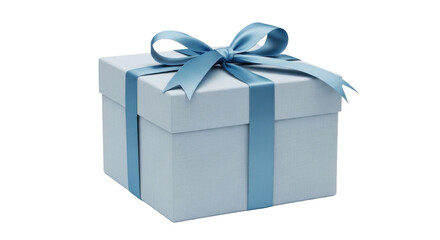 Fototapeta premium Photo-realistic White Gift Box with Blue Ribbon and Bow, Isolated on Black for Celebrations, Presents, and Special Occasions