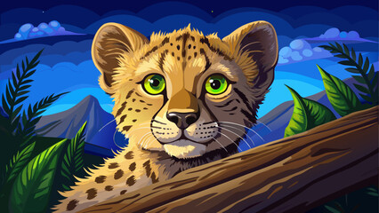 Cute cheetah cub portrait in the jungle © ruposhi