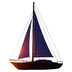 Obraz premium 3D Sailboat Yacht Sailing Sunset Ocean Water Isolated Transparent BG Cutout PNG