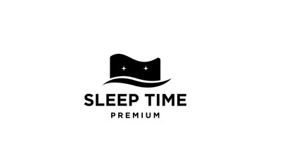 Fototapeta premium Sleep Time logo design featuring a pillow with stars and a calming wave for comfort and rest