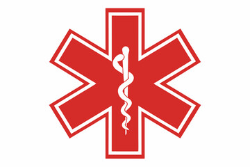 Star of life emblem with a white caduceus symbol in the center