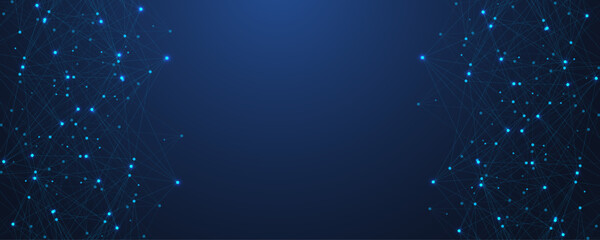 Global network connection concept. Big data visualization. Social network communication in the global computer networks. Internet technology. Business. Science. Vector illustration