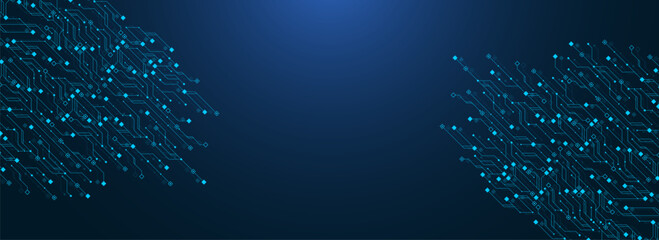 Modern technology circuit board texture background design. Quantum computer technology concept. Futuristic blue circuit board system background. Motherboard vector illustration.