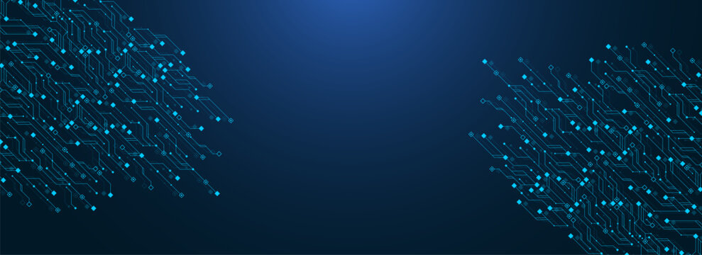 Modern technology circuit board texture background design. Quantum computer technology concept. Futuristic blue circuit board system background. Motherboard vector illustration.