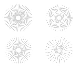 Four Abstract Radial Burst on White Background