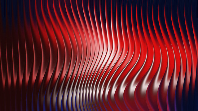 Red wavy metallic lines converging in dark background