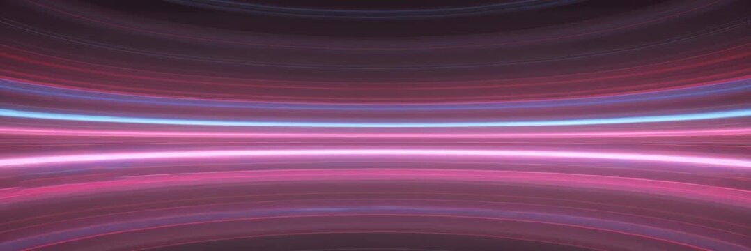 Colorful horizontal light trails on dark background, website banner in wide format with copy space, speed motion concept, modern digital background.