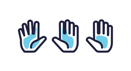 Obraz premium Open palm hands with blue water drop icons