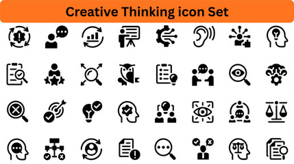 Creative thinking icon set silhouette vector on white background  © Rabeya