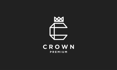 Naklejka premium Geometric Letter C and Crown Logo Design - Modern Monogram Line Art Symbol for Premium Brand Identity