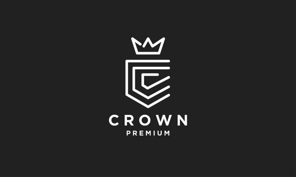 Elegant Monoline Crown Shield Logo with Initial C for Premium Branding
