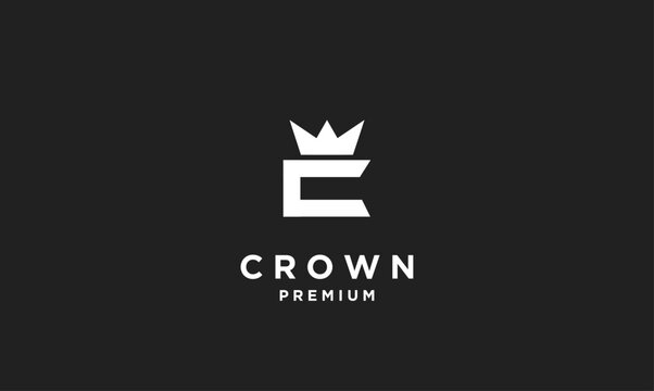 Crown Letter C Logo Design. Modern Minimalist C Initial with Royal Crown Symbol for Premium Brand Identity.