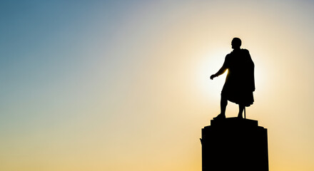Tiradentes Day Celebration, Majestic Statue Silhouette Against a Clear Blue Sky