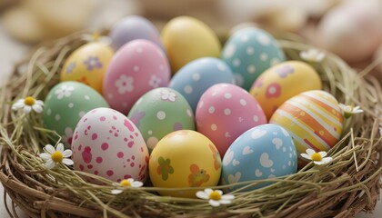 Naklejka premium Close-up of Easter eggs 