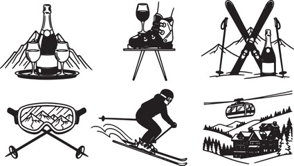 Skiing and wine vacation in the mountains © GraphicGrove