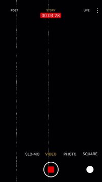 vertical camera post video with icon and timer recording overlay on transparent background. instagram post on smartphone animation. 4K Video
