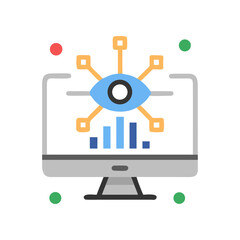 Computer screen with eye and data analysis on transparent background