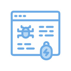 Bug on website with security padlock icon on transparent background