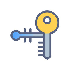 Illustration of a key and a thermometer on transparent background
