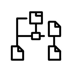 Schematic diagram of connected documents on transparent background