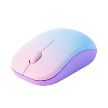 3D computer mouse icon featuring a smooth pink and blue gradient finish isolated on transparent background. High quality digital render for modern technology and office design projects