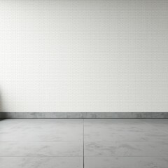 Fototapeta premium Minimalist Interior with White Brick Wall and Concrete Floor