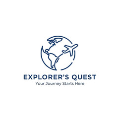 Explorer Logo with Globe and Airplane.