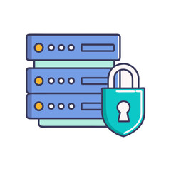 Servers secured by a green padlock icon on transparent background