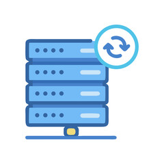 Servers stacked with a circular arrow icon on transparent background