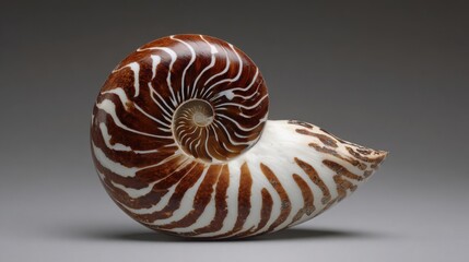 Intricate Nautilus Shell Spiral Pattern Showcasing Natural Geometry and Marine Biology Detail
