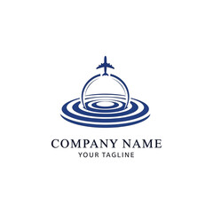 Fototapeta premium Logo Design with Airplane and Dome.