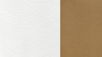 Fototapeta premium White paper texture two color background with warm brown vertical split and copy space for template, banner, presentation