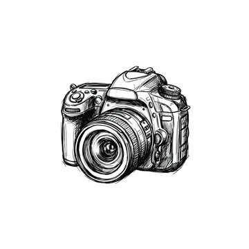 DSLR Camera Scribble Line Art