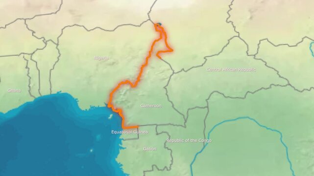 Realistic 4K Earth Zoom Animation Showing the Geographical Location of Cameroon in Central Africa.