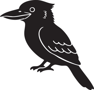 Australian kookaburra silhouette vector illustration, isolated on white background, native bird wildlife icon design.
