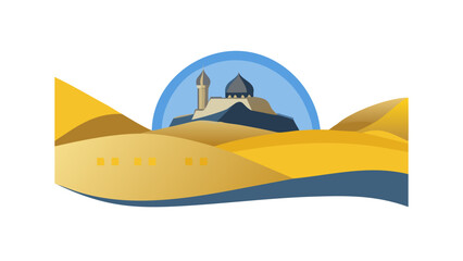 Desert landscape with mosque © Devili