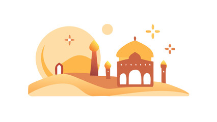 Desert mosque at sunset © Devili