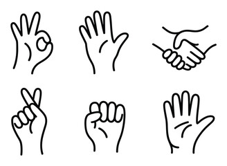 Obraz premium Hand Gestures Simple Line Vector Illustration