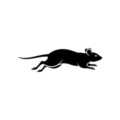 Fototapeta premium Silhouette of a Running Rat in Motion