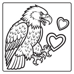 Obraz premium Bald Eagle Valentine Day Coloring Book