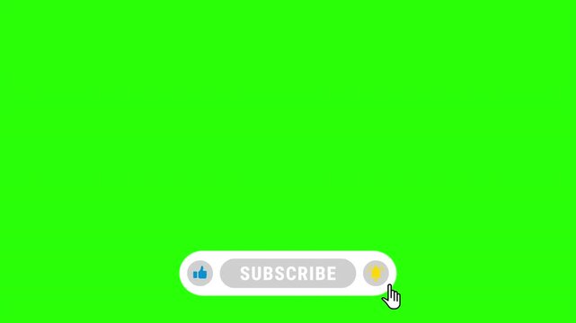 Animation of a like, subscribe and notification for youtube channel, green screen channel,  for Video Overlay..4K video.